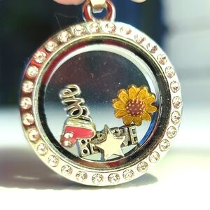 Floating Charm Locket with Rhinestone Rim